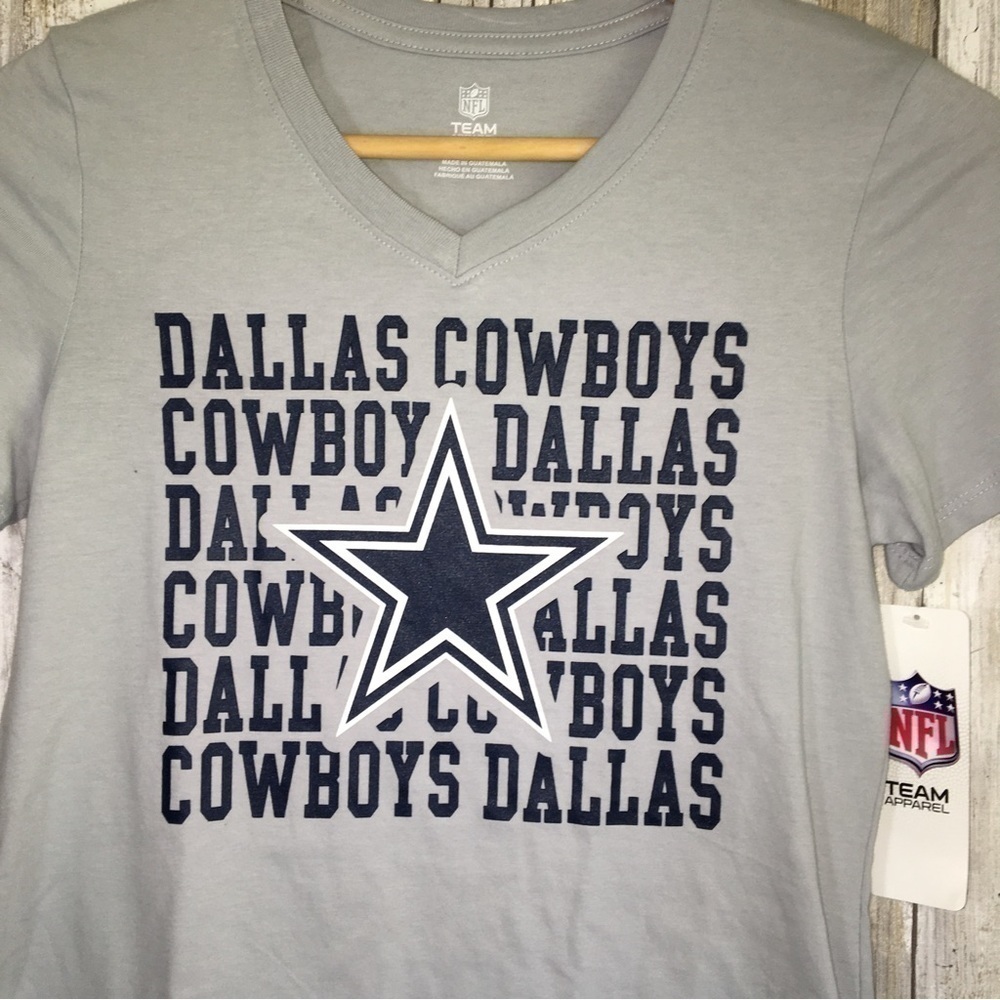 Dallas Cowboys Girls Large Tee NWT Youth L NFL Gray Star Graphic Women XS - Picture 2 of 5